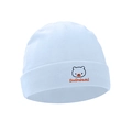 Light blue knit baby hat with orange embroidery on a white background - Light Blue Bear - Single Hat