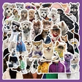 Variety pack of 60 waterproof dog stickers featuring different breeds in stylish outfits - Realistic Dog Stickers 60Pcs