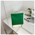 Emerald green mini square leather pouch with metallic snap closure for women - Small / Green