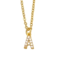 Iced out gold letter A pendant necklace with sparkling zircons on a delicate link chain - Letter A / Gold