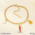 Bracelet de cheville double en acier doré avec pendentifs légumes en émail - Radis Chili Poivron (KJ4651-ZLA)