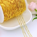 18K gold plated copper ball bead chain roll for DIY jewelry making and necklaces - 1.5mm Bamboo Chain / Thick Silver