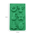 Moule de Noël en silicone vert à 6 cavités, motifs renne et bonhomme de neige, 30x17,5cm - 6 Mixtes Étoile Élan
