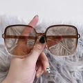 Gafas de sol cuadradas oversize con montura transparente té y lentes degradadas marrones - Montura Té Transparente Lentes Té