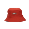 Damen Fischerhut in Rot mit Leder-Logo-Patch und abgesteppter Krempe für Sonnenschutz - Burgunderrot