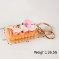 Realistic cream sandwich cookie keychain with colorful sprinkles and pink chocolate charm - Double Layer Cream Pink Chocolate Cookie-Gold Buckle