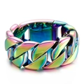 Rainbow plated stainless steel wide Cuban link chain ring for men and women - 31mm Rainbow Polished