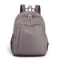 Mochila gris de nailon minimalista de gran capacidad con diseño de múltiples bolsillos - Café Francés