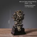 Antique bronze mini lion statue head figurine on pedestal with detailed dimensions - Mini Lion Ornament-Bronze