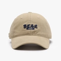 Khaki cotton baseball cap featuring blue BEAR 3D embroidery and DISCOVER label patch - Adjustable / Khaki