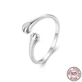 Real 925 sterling silver adjustable open ring with cute cat paw design for women - Adjustable Open / Cat Claw Open Ring