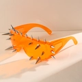 Punk style oversized sunglasses with orange transparent frame and silver studs - No. 3 25 Spikes / Orange