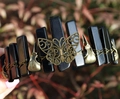 Gothic crown hairband with black crystals, golden butterfly and raven skulls detail - Butterfly Raven Skull Style / Obsidian/Antique Bronze Wire