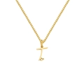 Golden heart initial necklace featuring cursive letter T on a delicate box chain - Letter T (XL-82-4)