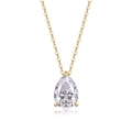 Collier élégant en argent 925 avec pendentif poire en moissanite de couleur dorée - 45cm / Collier taille poire (6x9mm)