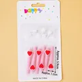 Set of 5 pink spiral heart candles for birthday cakes with white holders, 5.9cm height - Red Heart Decor Candle / 5 Pcs Set / Pink/Red Heart