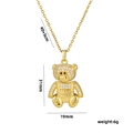 Gold titanium teddy bear pendant necklace with full cubic zirconia pave and measurements - Gold
