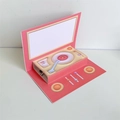 Pink 3D pop-up greeting card featuring a retro DJ record player and turntable design - 60s Recordable / Red Gramophone Card