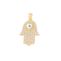 Goldener Hamsa-Hand-Anhänger mit Zirkonia-Kristallen und blauem Auge für Schmuck - D3515JB Anhänger 33