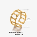 Verstellbarer 18K vergoldeter hohler Netzring aus Edelstahl für Damen - Geometrischer Hohler Ring / Gold