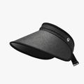Damen Stroh-Visier in Schwarz mit breiter Krempe, Silber-Logo und verstellbarem Kordelzug - Schwarz