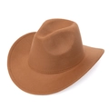 Classic wide-brim wool felt fedora hat in camel brown with vintage British style - M (56-58cm) / Khaki