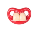Funny silicone baby pacifier with a red lips design and two large buck teeth features - Big Red Rabbit Teeth - Style B