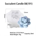 Stampo in silicone succulento 3D per candele fai-da-te, 53x52x39mm, capacità di 20ml - Candela succulenta 08 (191)