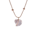 Rose gold beaded chain necklace with marble shell heart pendant for women - Rose Gold