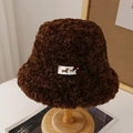 Deep brown faux fur earflap hat with cartoon dachshund patch for winter warmth - M (56-58cm) / Brown
