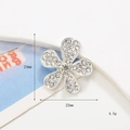 Silver flower charm with rhinestones for DIY phone case jewelry, 22mm x 24mm size - D380 Vintage Five-Petal Flower