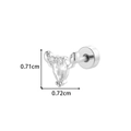 Clou d'oreille cartilage bois de cerf argenté avec zircon poire et fermoir à vis - Forme Gemme de Bois de Cerf (908-2#Argent)