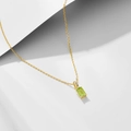 Collier élégant en or avec pendentif rectangulaire en péridot vert en argent S925 - Argent 925 / Or Péridot