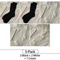 5-pack ballet style mesh socks in black, white and cream colors for women - 5 Pairs / Black 2 + White 2 + Cream