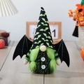 Halloween gnome plush with green faux fur beard, black bat wings and pointed hat - Halloween Bat Hat With Wings Gnome Female Style