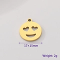 Golden heart eyes emoji pendant charm made of stainless steel 17x15mm jewelry part - Heart Eyes Expression (KLJ7786-Z)