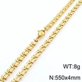18k gold plated titanium watchband style chain necklace with square hollow design - Gold Color Necklace 55cm (KN289996-Z)