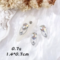 Teardrop AB rhinestone nail charm with silver alloy frame and 1.4x0.7cm dimensions - Small Pear Shape