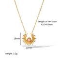 Detailed size specifications for a gold sun pendant necklace with a pink gemstone inlay - Pink Radial Sun Style (TN3160)