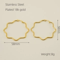 Orecchini a cerchio a stella da 58 mm in acciaio inossidabile placcato oro 18k - 58*58MM