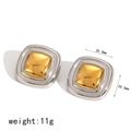 Moderne zweifarbige quadratische Ohrstecker aus 18K Gold und Edelstahl für Damen - Quadratform (TE60174-M)