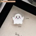 Cute white ghost hair clip with pink blush and smiling face for spooky hairstyles - Ghost Claw Clip / White Ghost