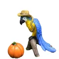 Resin parrot figurine on tree stump with pumpkin harvest festival decor set - Thanksgiving Parrot Ornament