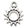 Silver alloy sun pendant charm with gear edges for DIY jewelry and necklaces - Sun 12x15mm / Antique Silver