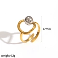 Detail of irregular hollow ring showing 27mm height and 4.2g weight dimensions - Contrast Bead Open Style (TR4478-M)