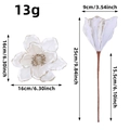 White Christmas artificial flower with gold glitter edges and brown stem ornament - White With Gold