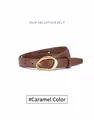 Cinturón de cuero genuino para mujer en color caramelo con hebilla oval dorada - 100cm / Caramelo