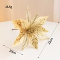 Golden glitter artificial Christmas flower 20cm x 22cm for festive wreath decorations - Gold
