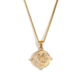 Collana placcata oro 18K con rilievo a uccello e cristalli bianchi su catena oro - Catena a Maglie Tonda Tarocchi con Zircone / Oro - Uccello