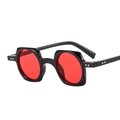 Punk square frame sunglasses with classic black frame and vibrant red lenses - C6 Black Frame Red Lens